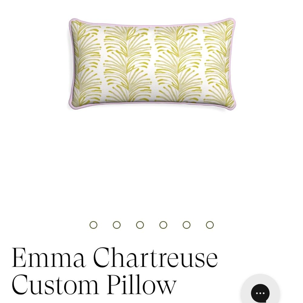 Pepper Home - Emma Chartreuse Custom Lumbar Pillow Cover with Lilac Piping